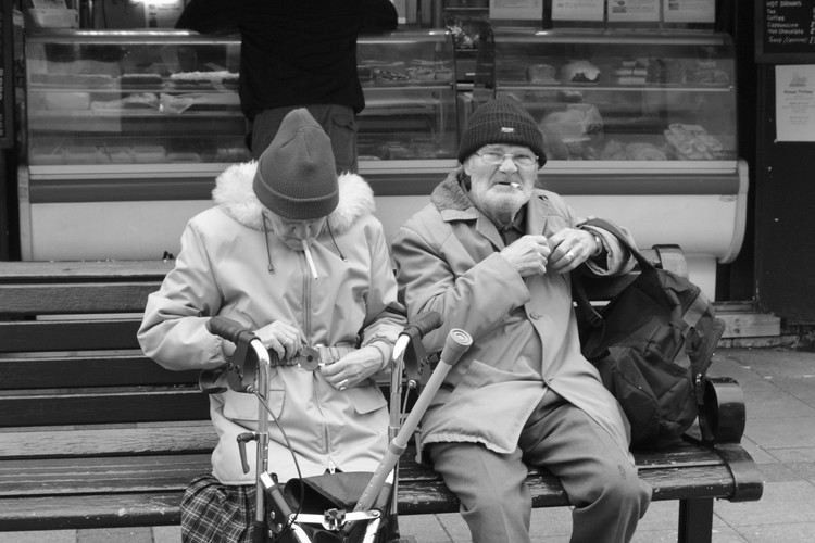 old couple smoking