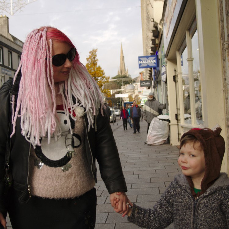 lady pink plaited hair